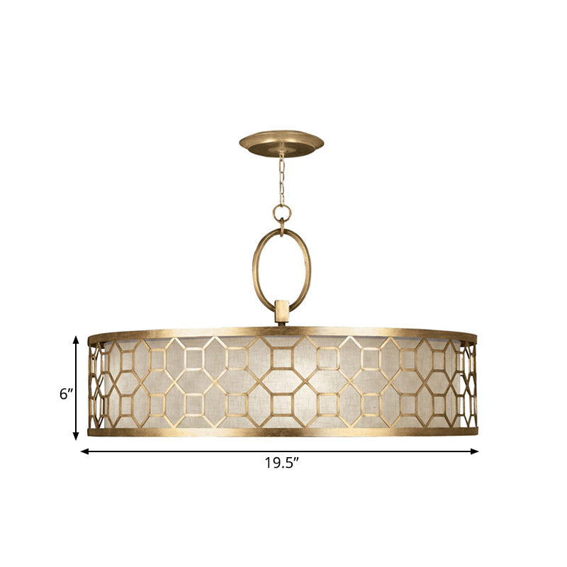 16"/19.5"/23.5" Diameter Taavita Style Drum Chandelier 3-Light Gold Brass Hanging Ceiling Lamp