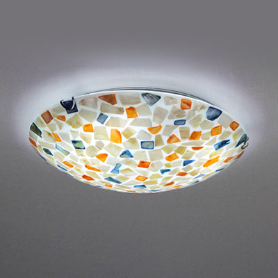 12" / 16" W Taavita Bowl Ceiling Light Vintage Mosaic Glass 1 Bulb Flush Ceiling Light in White