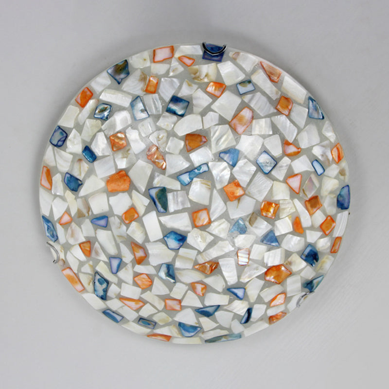 12" / 16" W Taavita Bowl Ceiling Light Vintage Mosaic Glass 1 Bulb Flush Ceiling Light in White