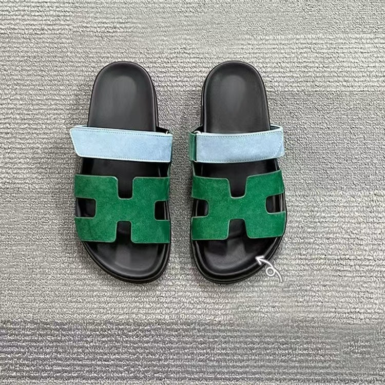 Women’s Slip-On Sandals | Dual Wide Straps with H-Cutout Design | Premium Soft Materials | Comfortable Fit