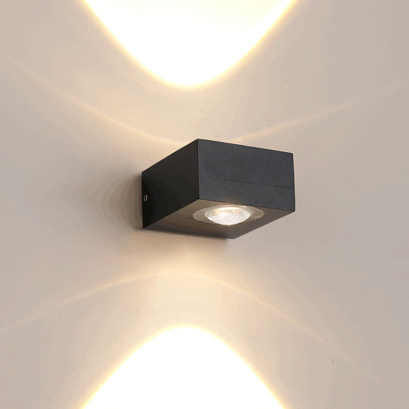 UFO Black Box Waterproof Outdoor LED Wall Lamp, Dual/Single-Sided Warm Light, Black Aluminum, Hardwired, IP Rated Modern Exterior Light, Energy-Saving