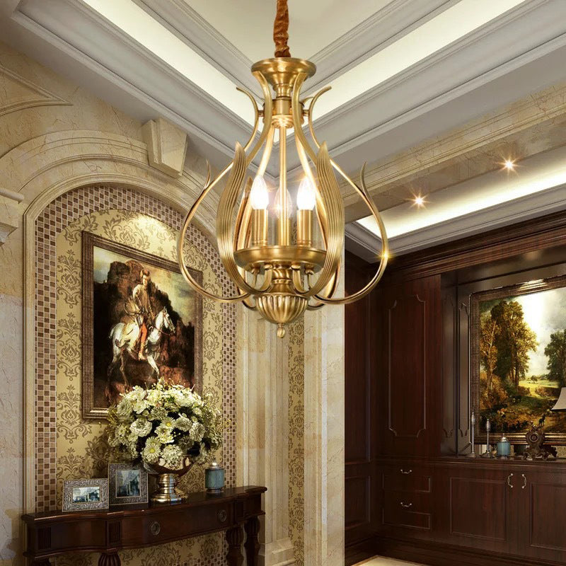3 Bulb Candle Hanging Metal Chandelier Ceiling Suspension Lamp for Restaurant