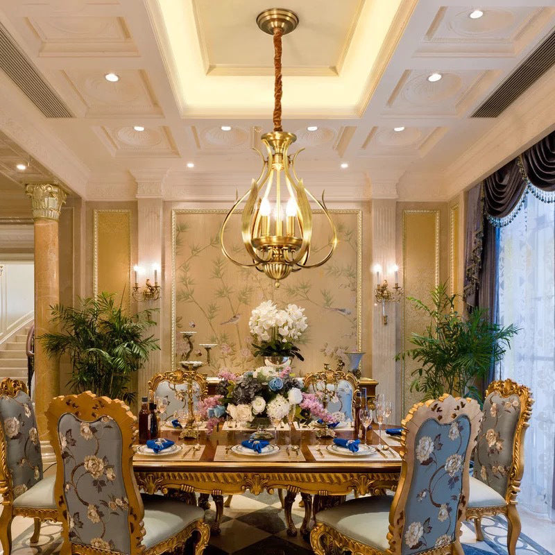 3 Bulb Candle Hanging Metal Chandelier Ceiling Suspension Lamp for Restaurant