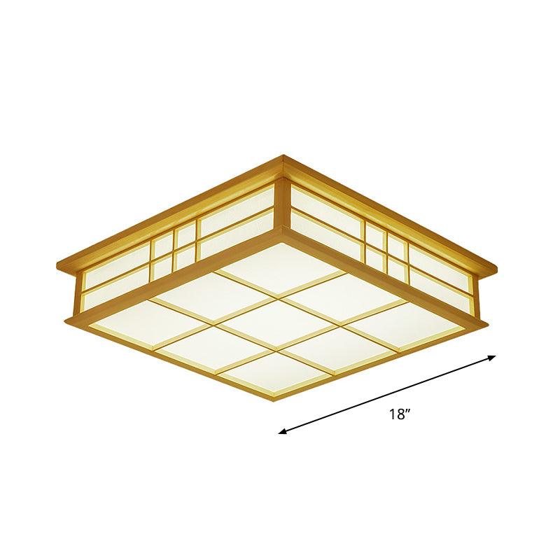 Taavita Square Grille Flush Mount Ceiling Lamp in Japanese Style LED Beige Lighting with Warm/White Light