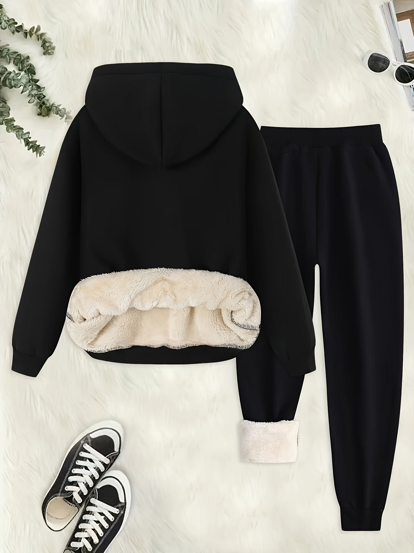 Women’s Hoodie Joggers Set | Fleece-Lined | Warm and Cozy Fit | Polyester