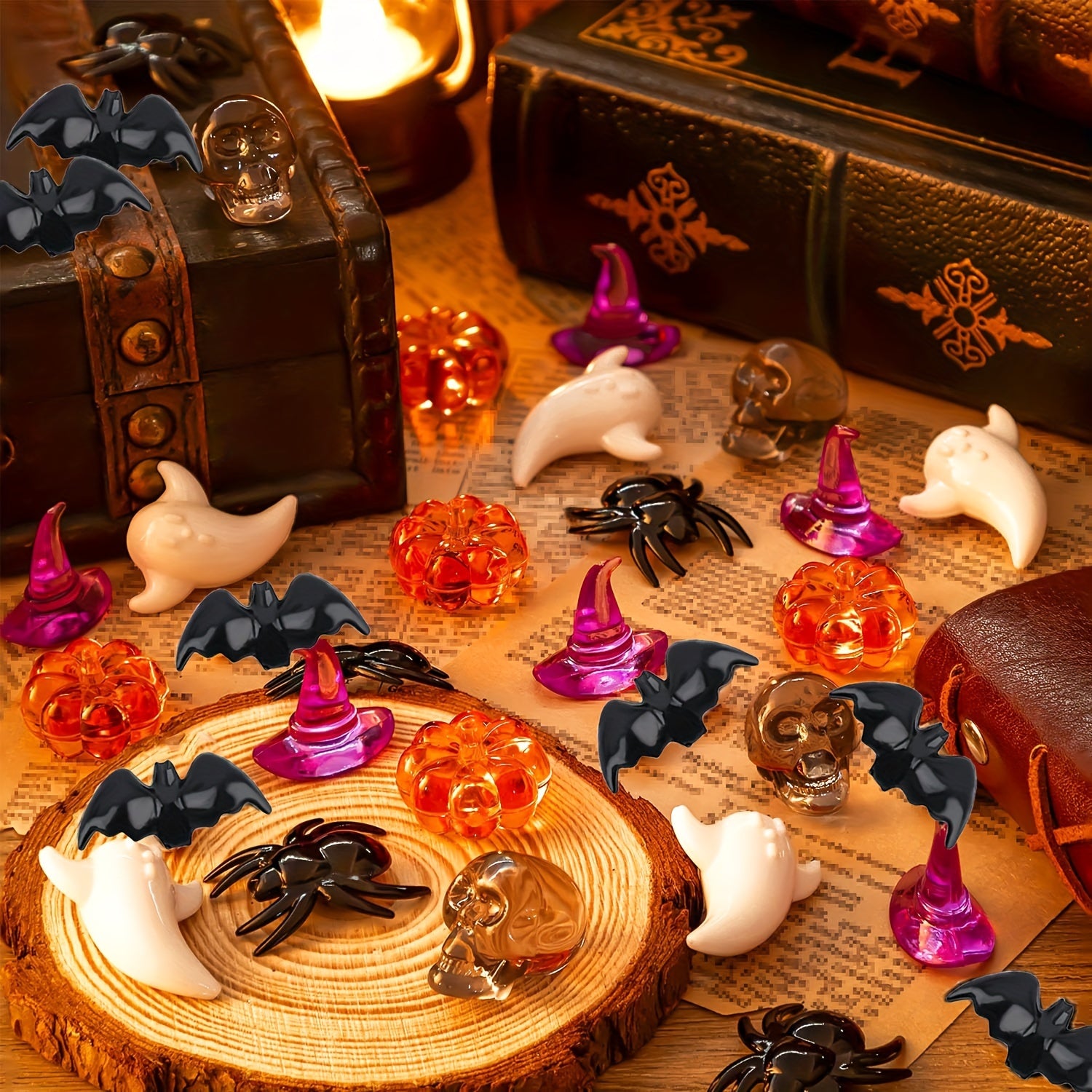40-Piece Halloween Acrylic Table Decorations Set with Pumpkin & Skull Designs