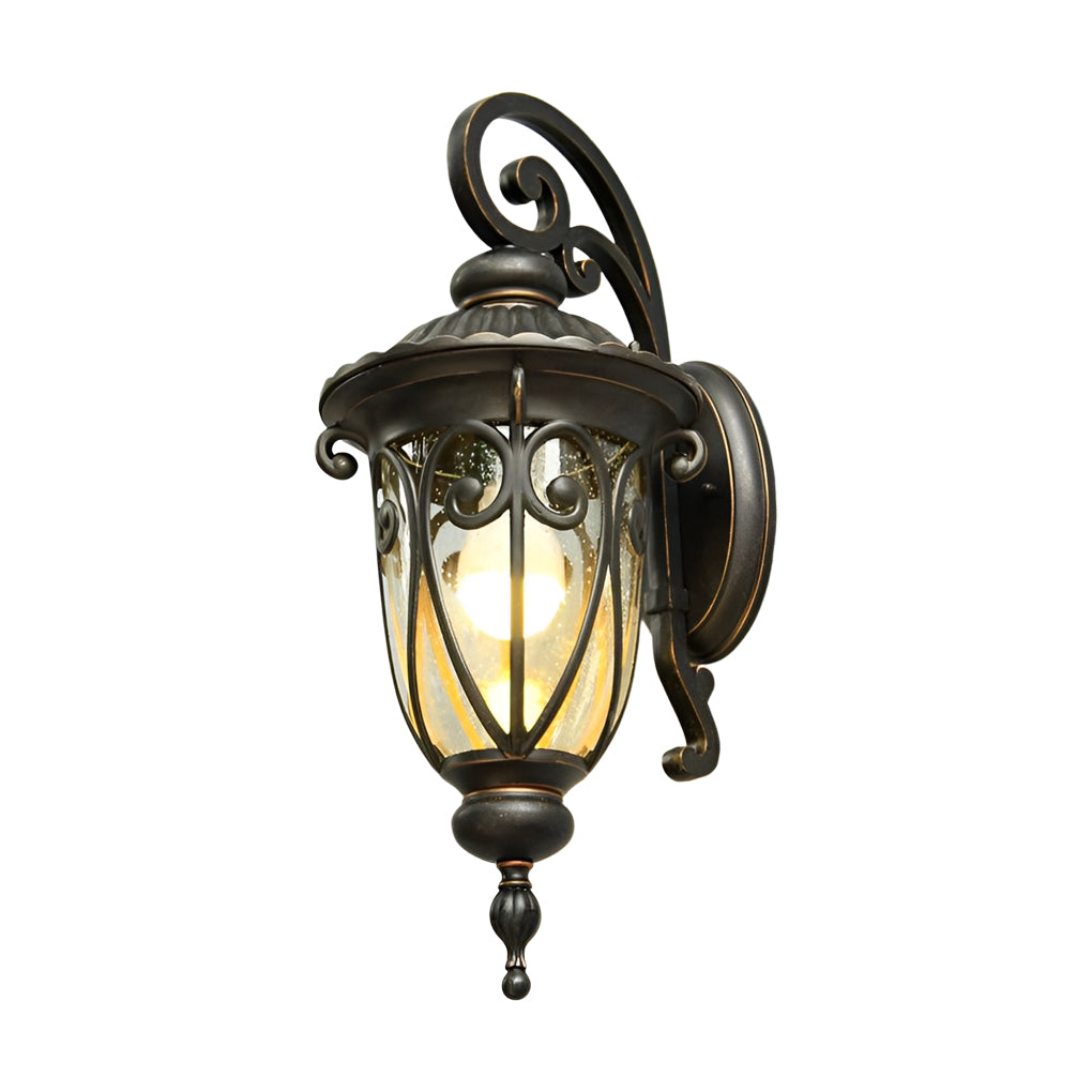 1-Light Waterproof Antique Black Seeded Glass Outdoor Wall Light by Taavita