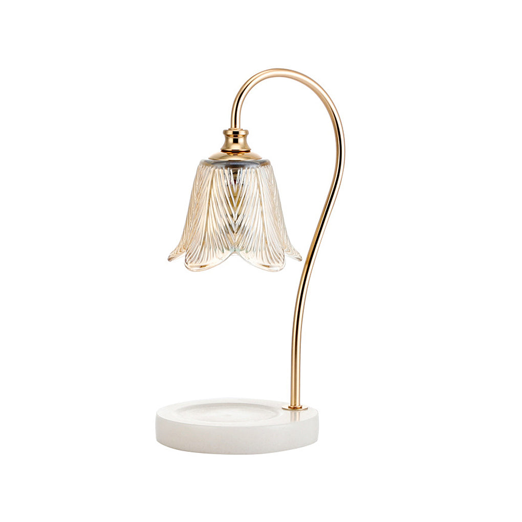 Taavita 1-Light Cup-Holder Desk Lamp with Floral Glass Shade
