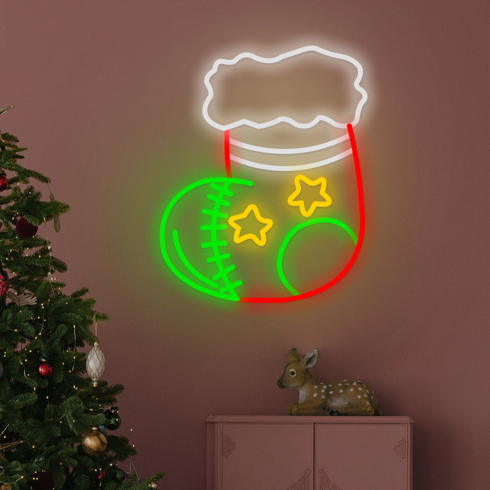 1 Piece LED Neon Sign Lights Christmas Socks Decor Acrylic Artwork