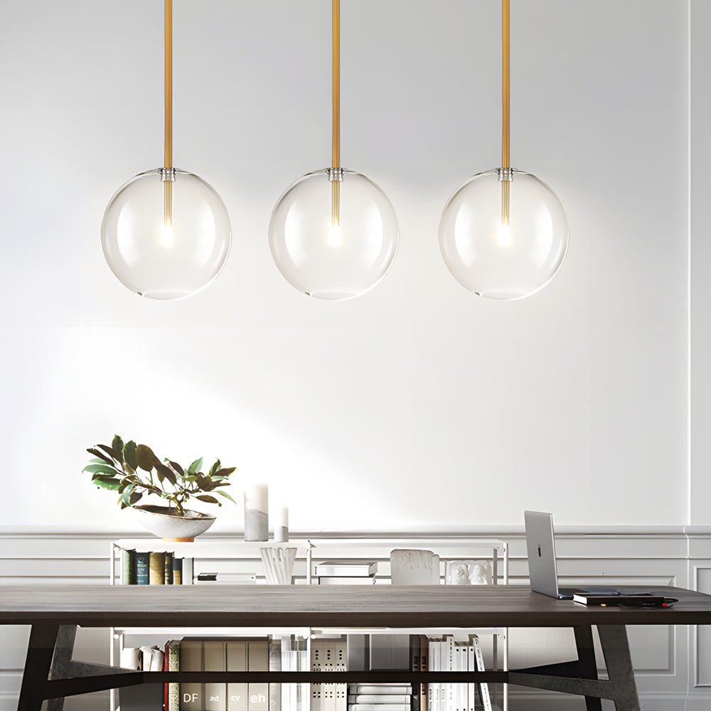 1-Light Modern Clear Glass Globe Pendant Light Hanging Fixture
