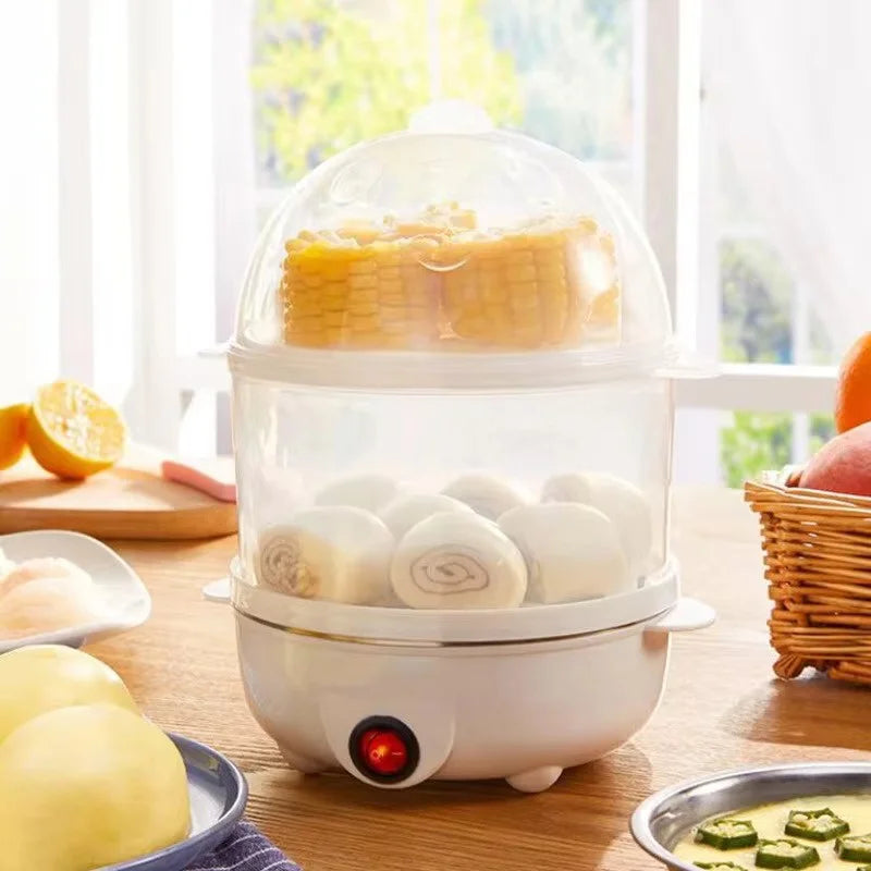 Electric Egg Steamer with Dual Layers and Multiple Functions