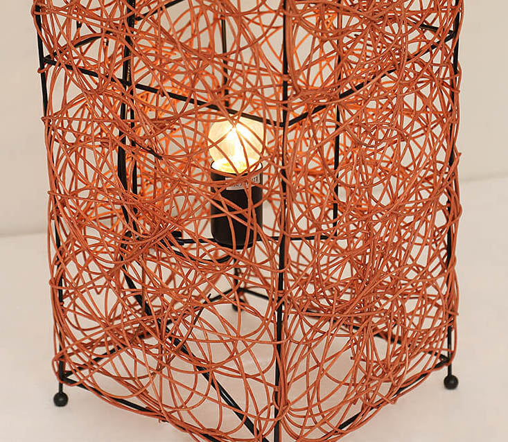 Taavita Minimalist 3-Light Floor Lamp made of Rattan in Column Design