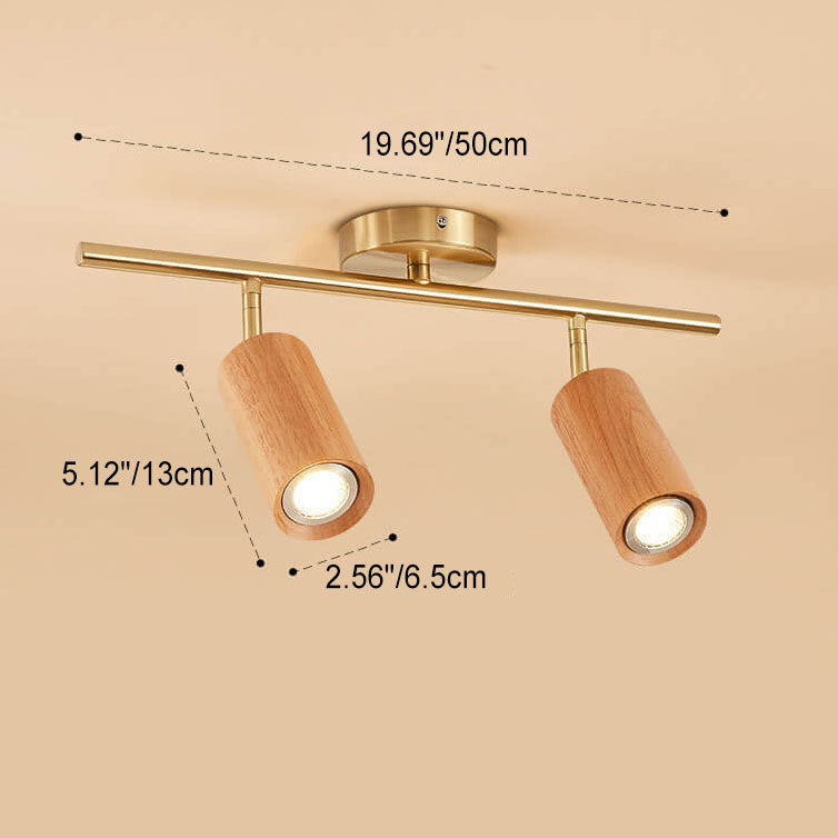 Taavita Minimalist Walnut Wood Spotlight Linear Track 1/2/3/4-Light LED Semi-Recessed Ceiling Light
