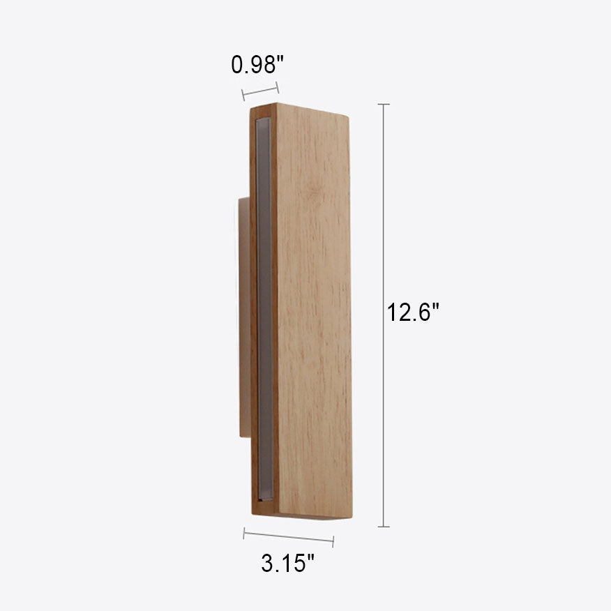 Taavita minimalist, rectangular, flat, rotatable LED wall lamp made of wood