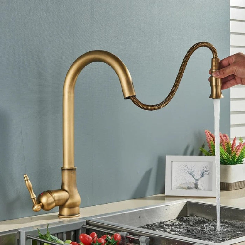 Classic Brass Kitchen Tap – Flexible Spout for Effortless Use