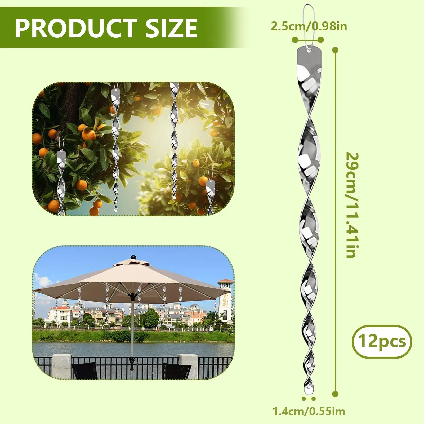 Spiral Rod for Bird Deterrence with Reflective Design