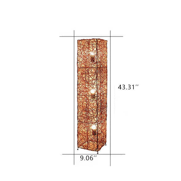 Taavita Minimalist 3-Light Floor Lamp made of Rattan in Column Design