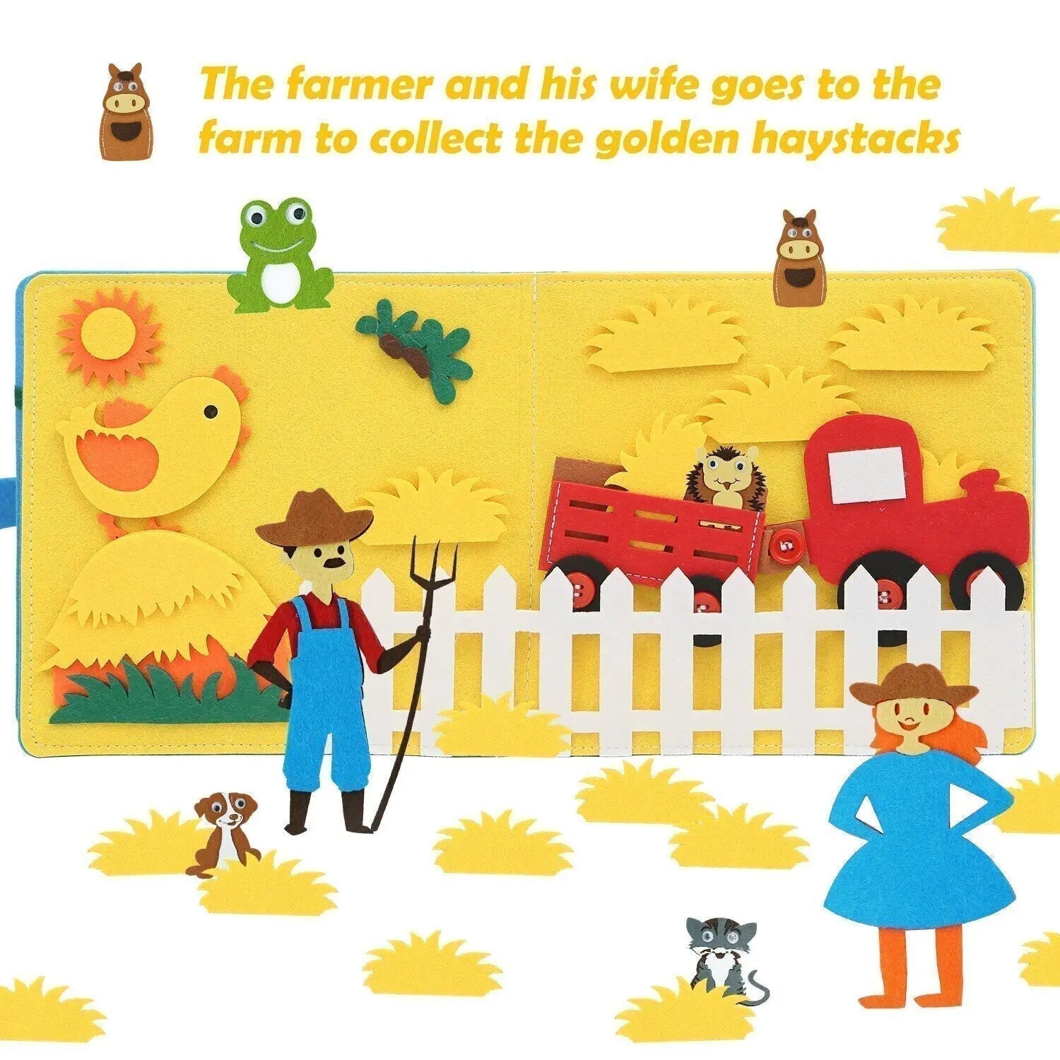 Farmyard Adventures Felt Storybook for Infants with Animals and Fruit