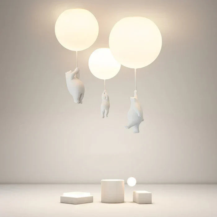 Pendant Lamp with Bear and Balloon Design – Soft Lighting for Any Space