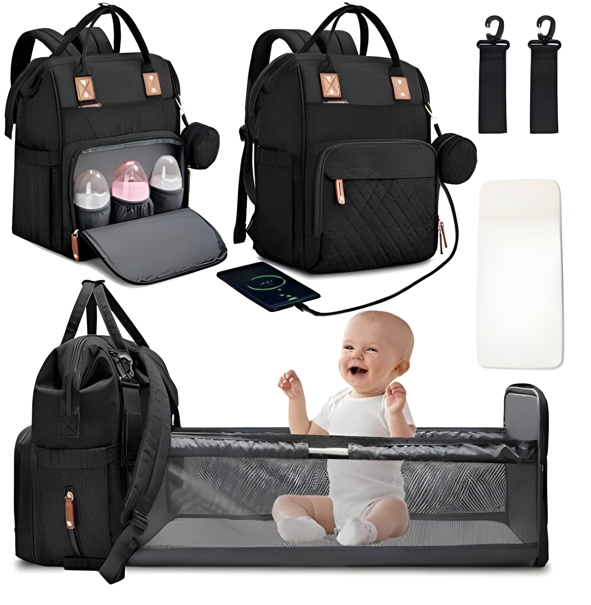 Portable Baby Crib with Diaper Bag for Travel