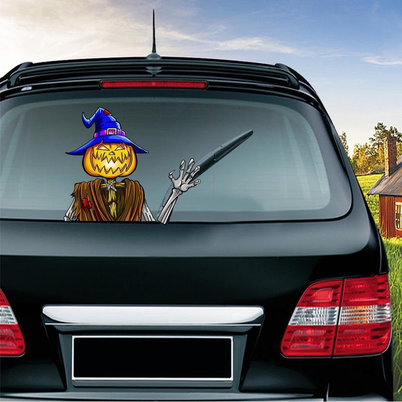 Halloween Car Rear Window Wiper Decal - Weatherproof Spooky Decoration