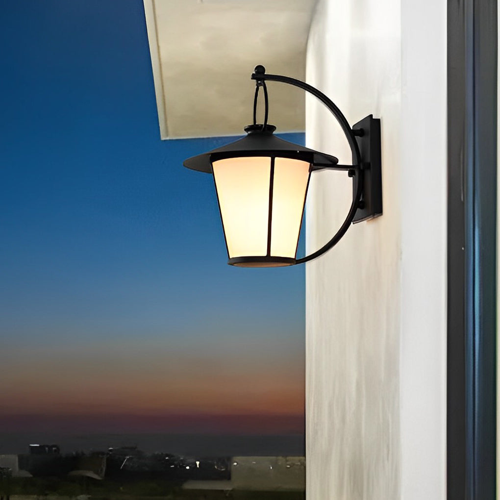 1-Light 13 In. Black Vintage White Opal Frosted Glass Outdoor Wall Light by Taavita