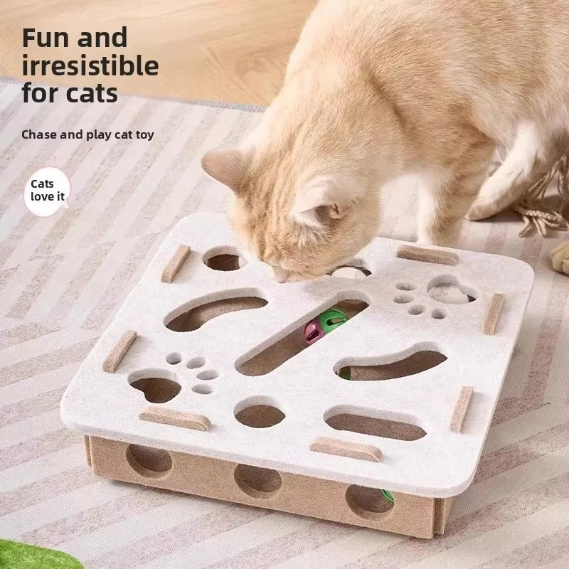 Interactive Puzzle Box Toy for Cats Made of Felt