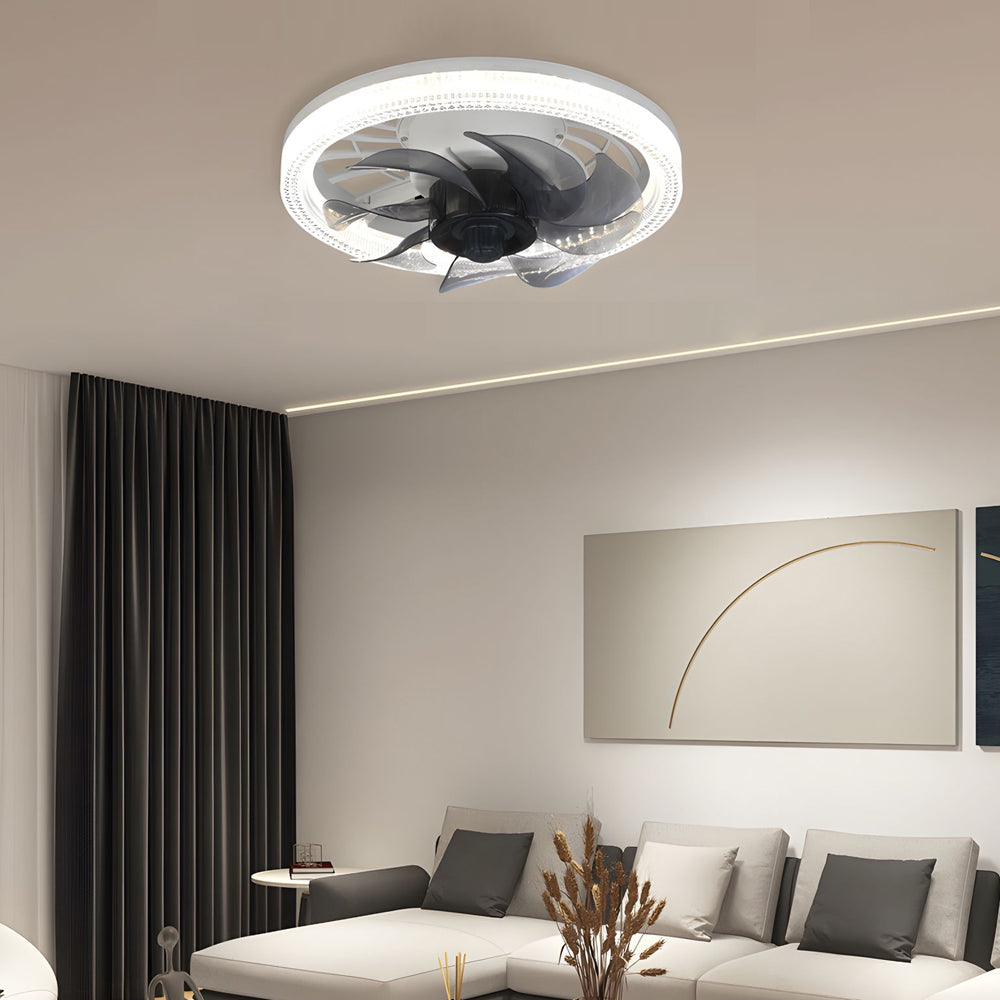 12.2 in. Low Profile 7 Blades LED Flush Mount Ceiling Fan by Taavita