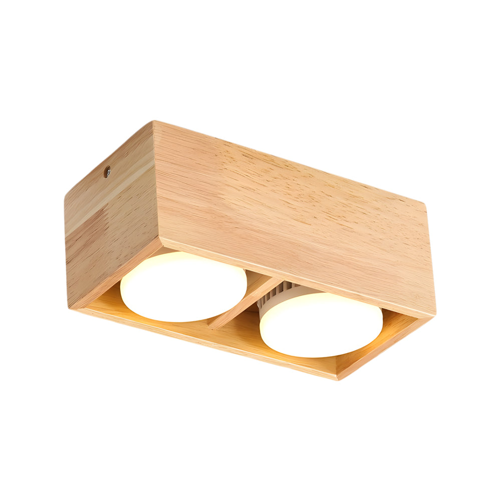 1/2/4-Light Square Wood Cube LED Flush Mount Spotlight Light by Taavita