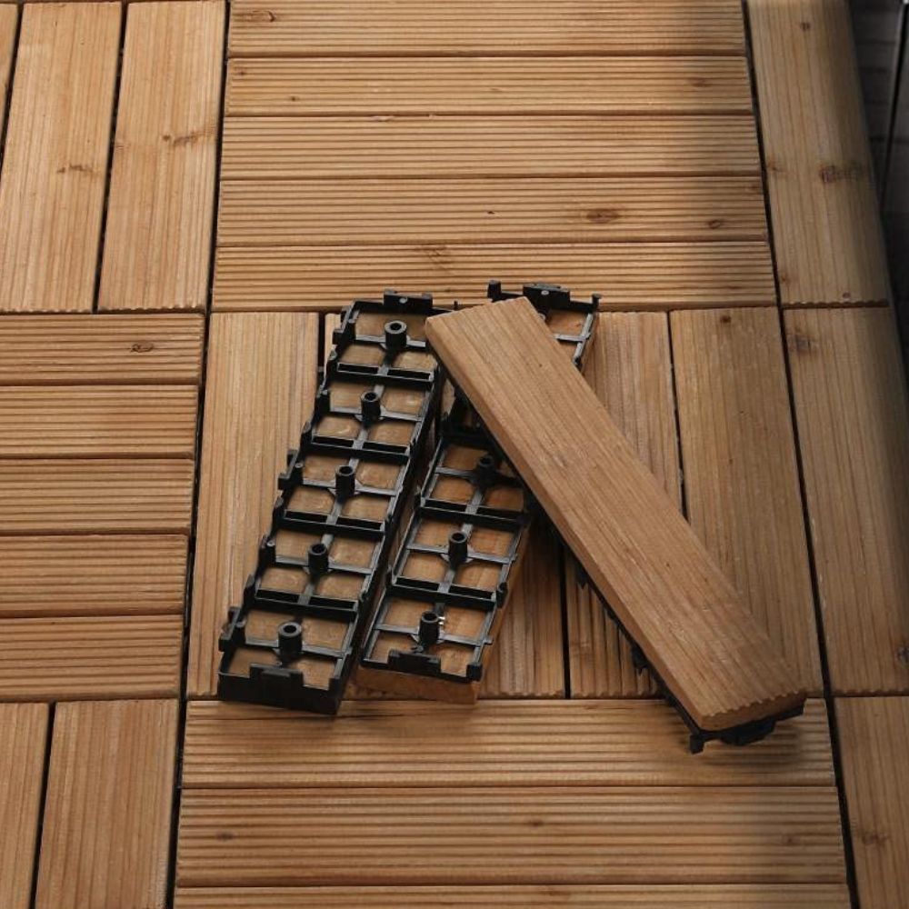 27-Piece Set of Interlocking Wooden Deck Tiles for Outdoor Patios