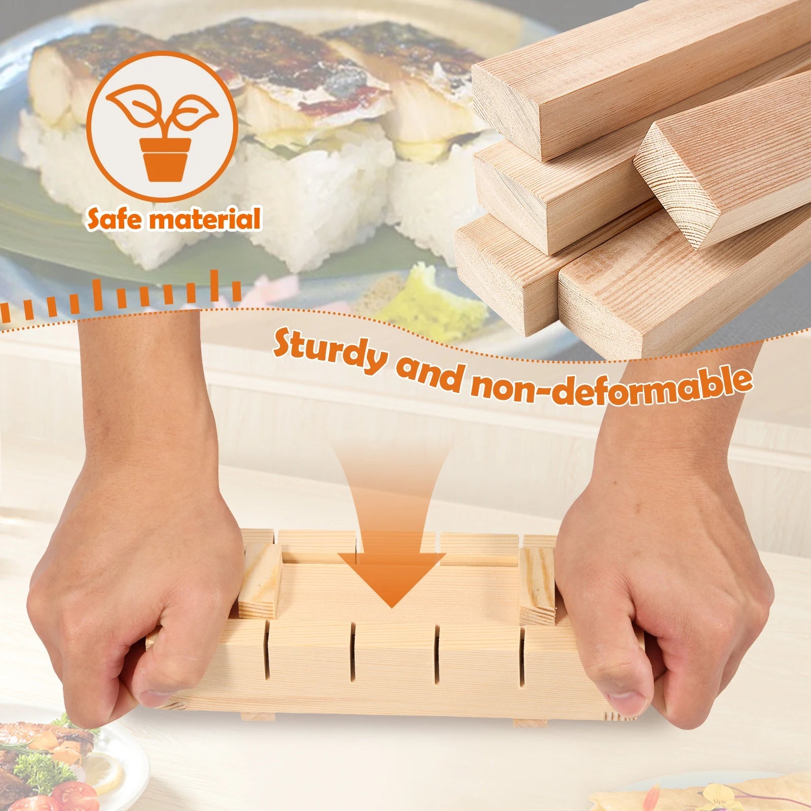 Wooden Sushi Mold Press for Handmade Sushi Preparation