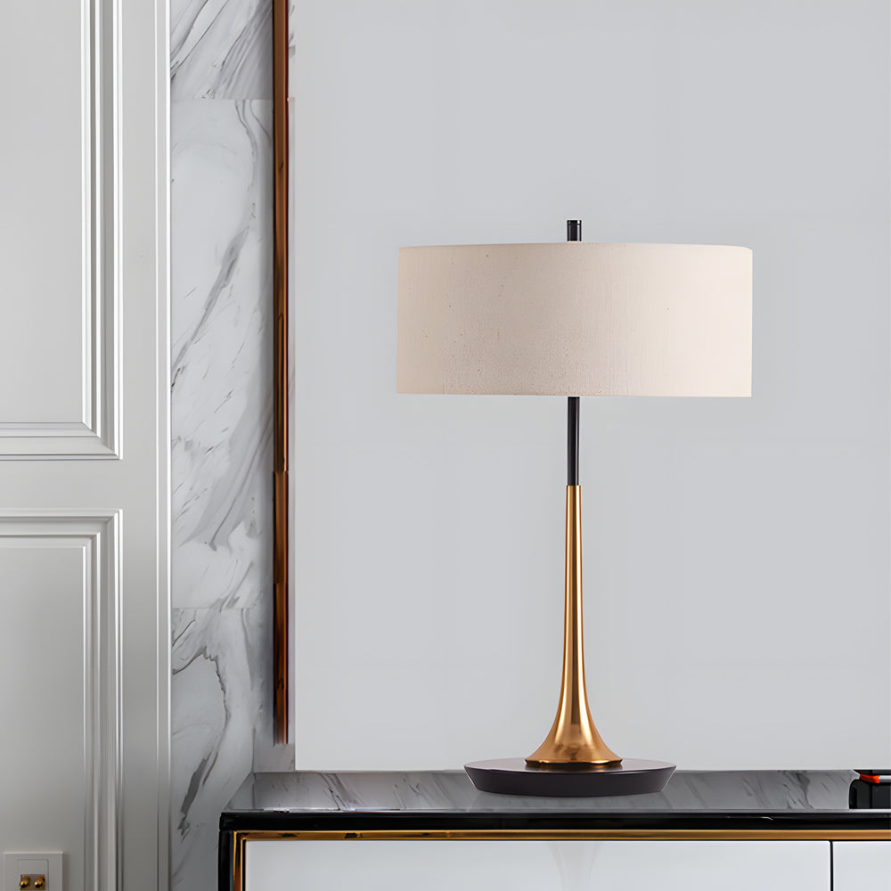 21.7'' H. Modern Metal Table Lamp with Fabric Drum Shade - Dazuma