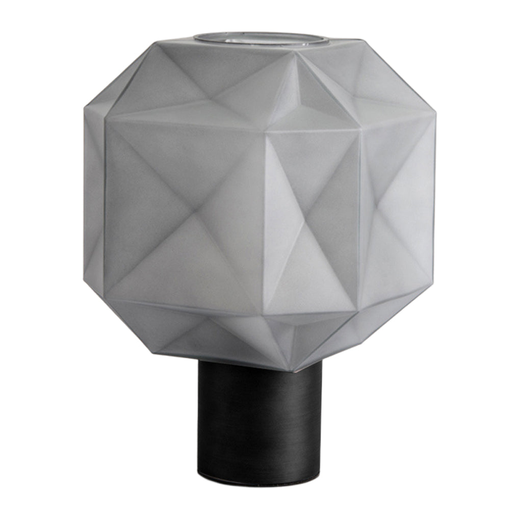 1-Light Modern Table Lamp with Cylinder Base and Smoke Glass Orb