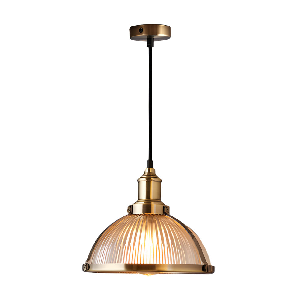 1-Light Retro Striped Glass Shade Tungsten Wire 40W Pendant Light