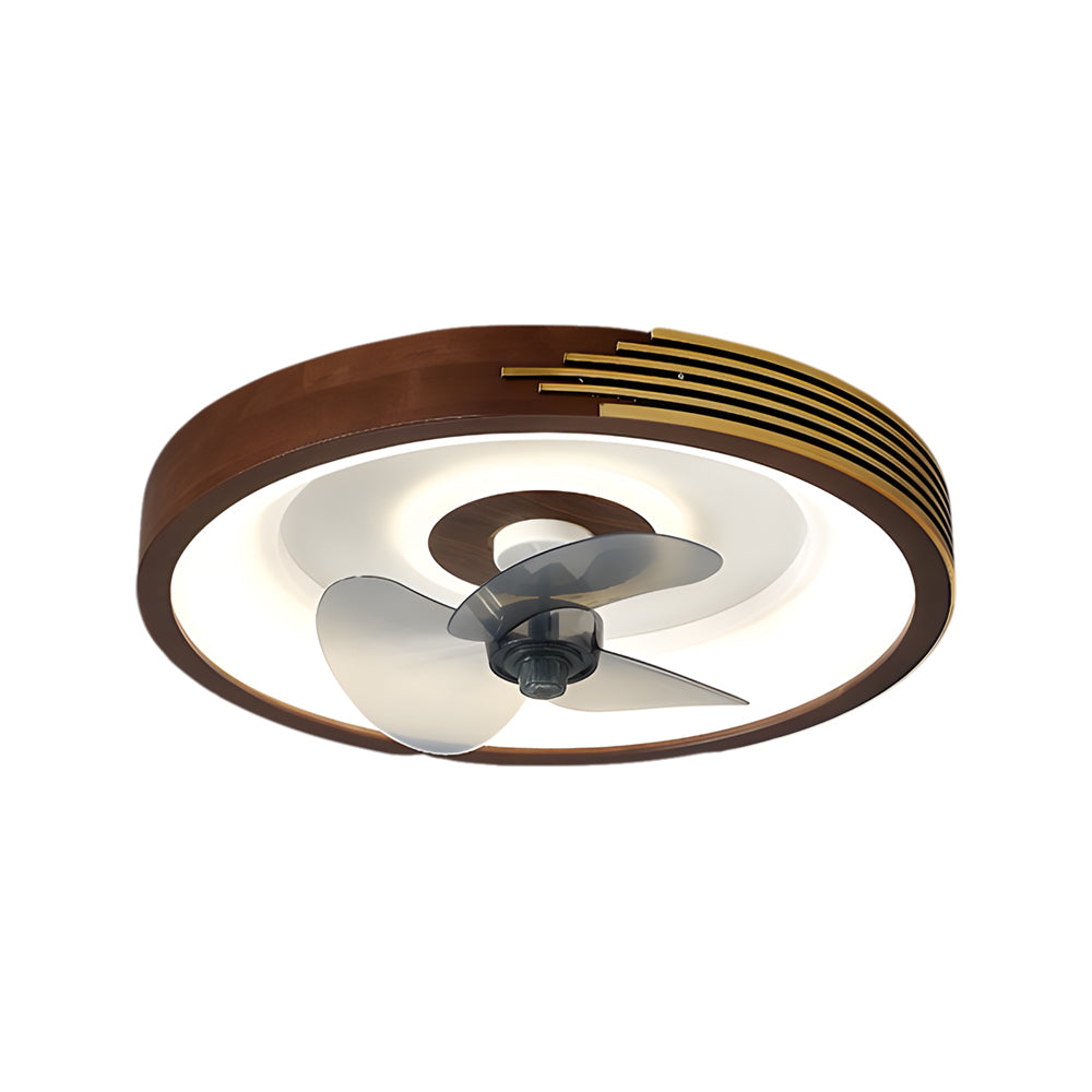 19.7-in Walnut Flush Mount Ceiling Fan with 6-Speed LED Light and Remote