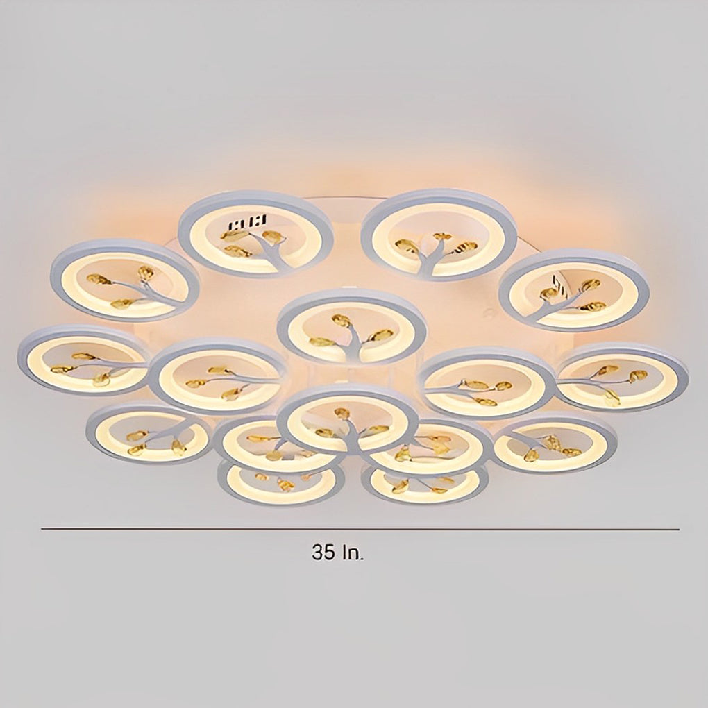 16-Light Flower Dimmable LED White Nordic Ceiling Flush Mount Lighting