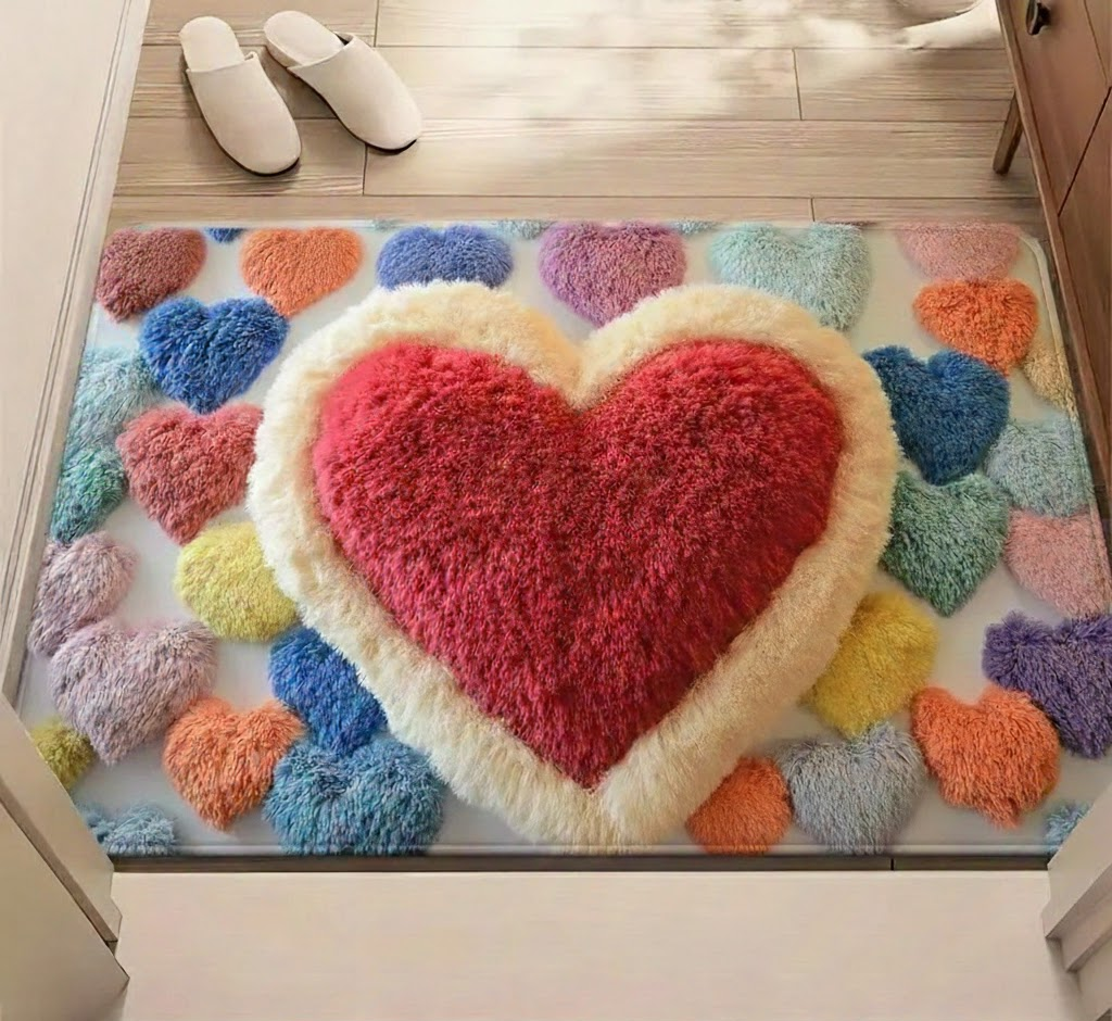 Charming Heart Design Doormat for a Warm Welcome