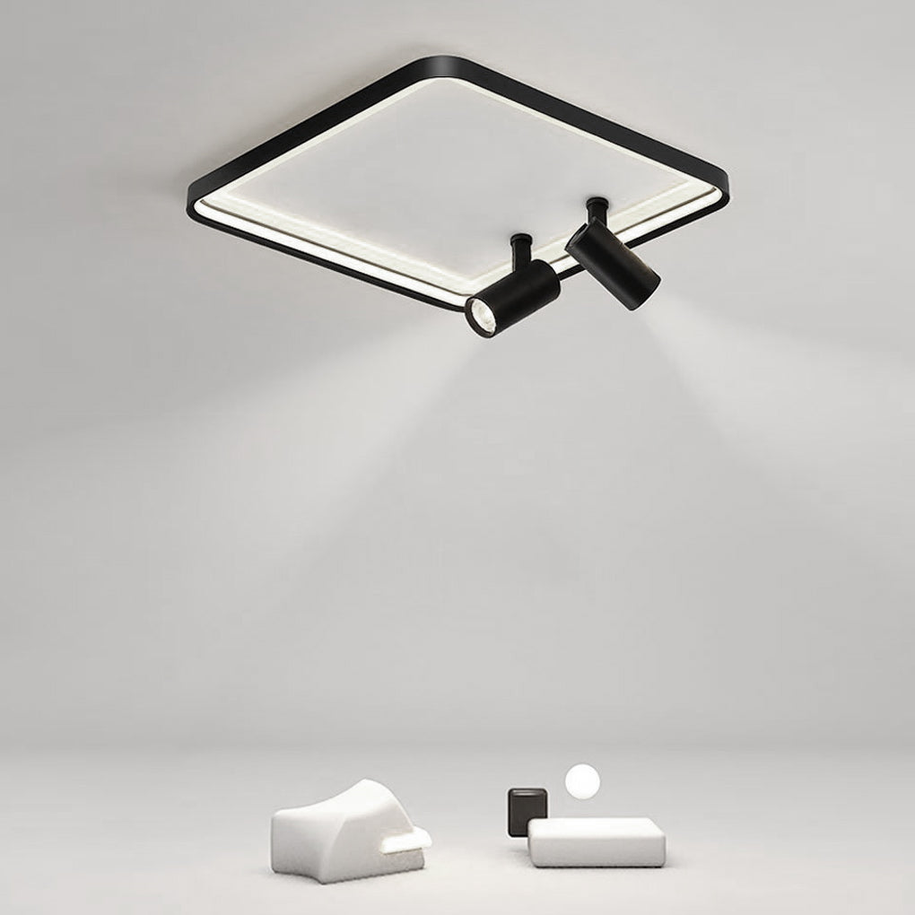 16'' Square Dimmable Flush Mount LED Ceiling Lights with 2 Adjustable Spotlights