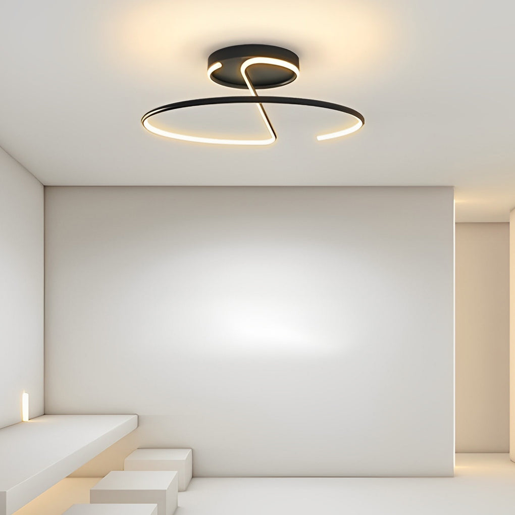 16 inch Circular Modern LED Semi Flush Mount Ceiling Light with Sleek Wire-inspired Design
