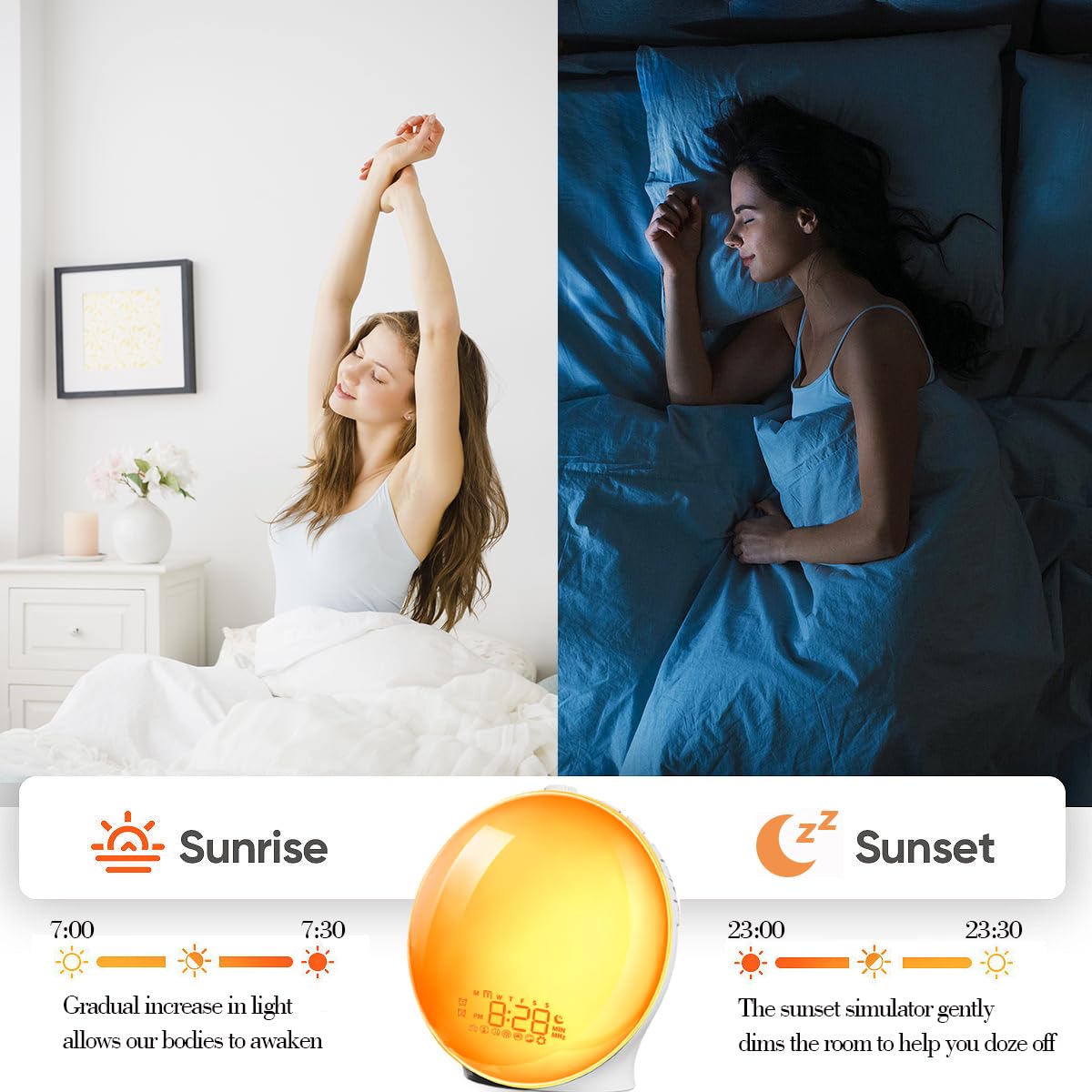 Natural Sound Alarm Clock with Light Feature