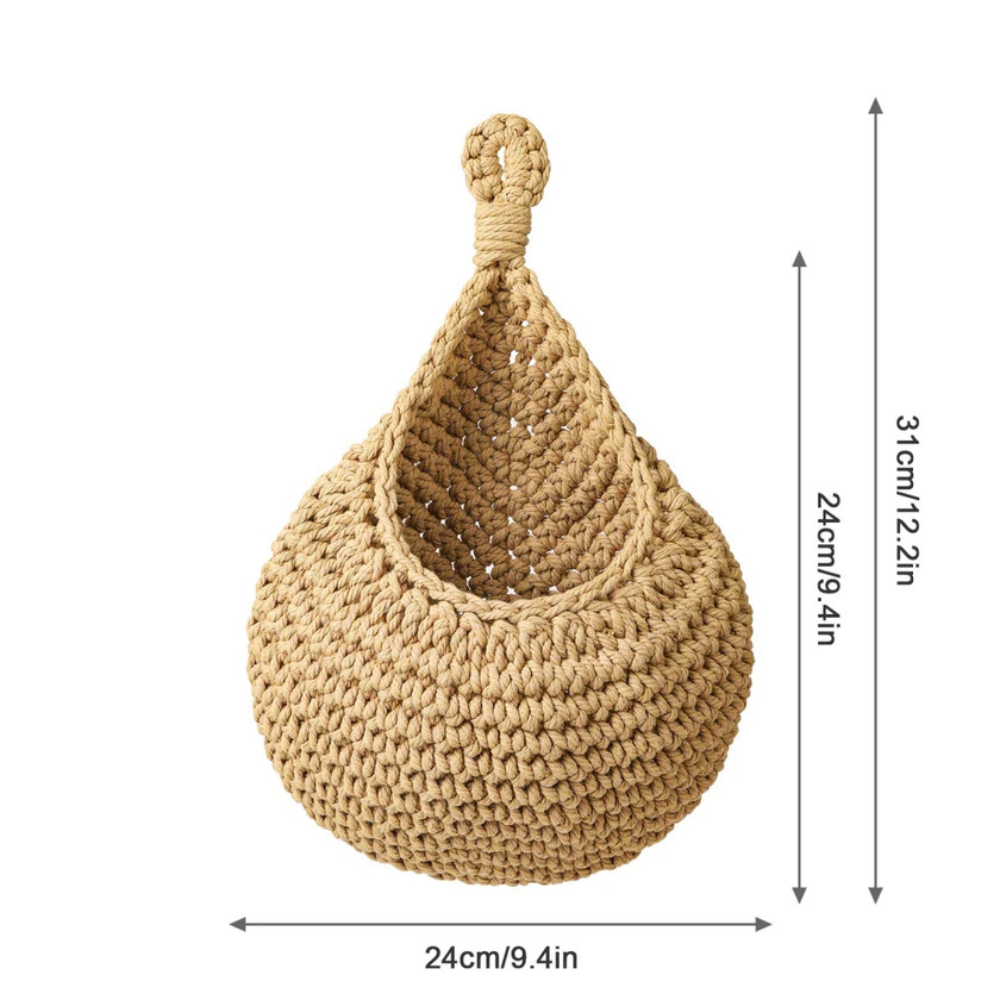 Artisanal Woven Hanging Basket for Rustic Home Organization