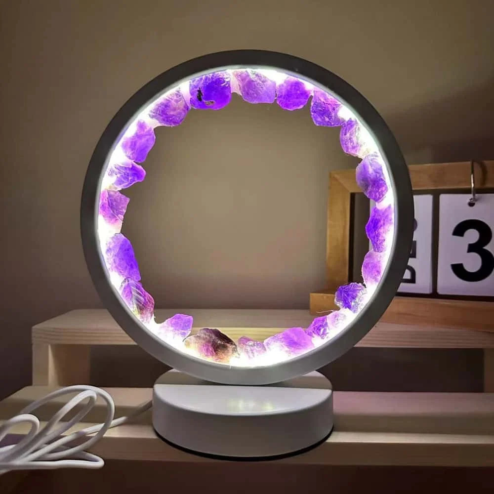 Crystal Column Design Night Lamp with Healing Stones
