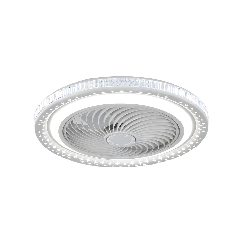 19.7" Bladeless Ceiling Fan with LED Light, Remote, and Enclosed Fence Design
