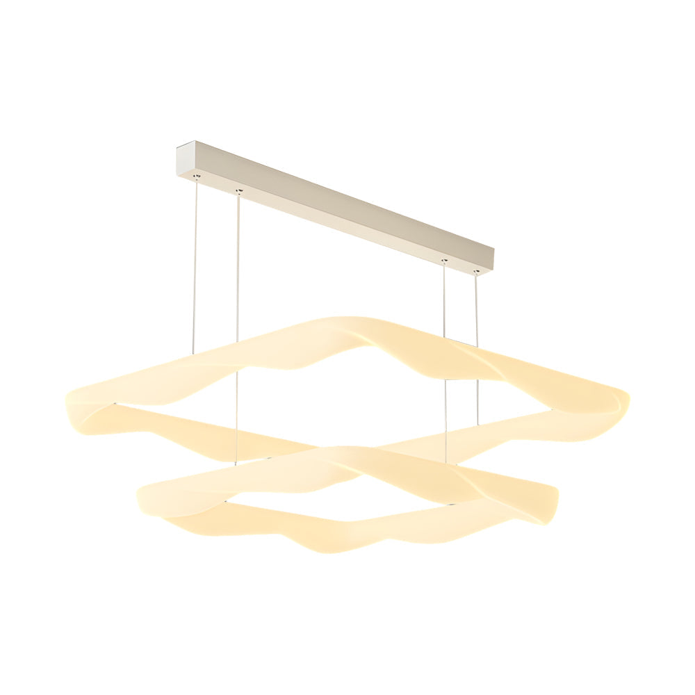 2/3 Square Rings Cream Style Modern LED Three Step Dimming Chandelier