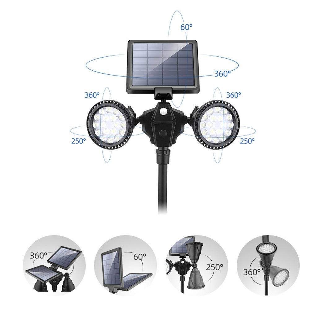 2 Pack Waterproof Intelligent Motion Sensor LED Solar Lawn Lights