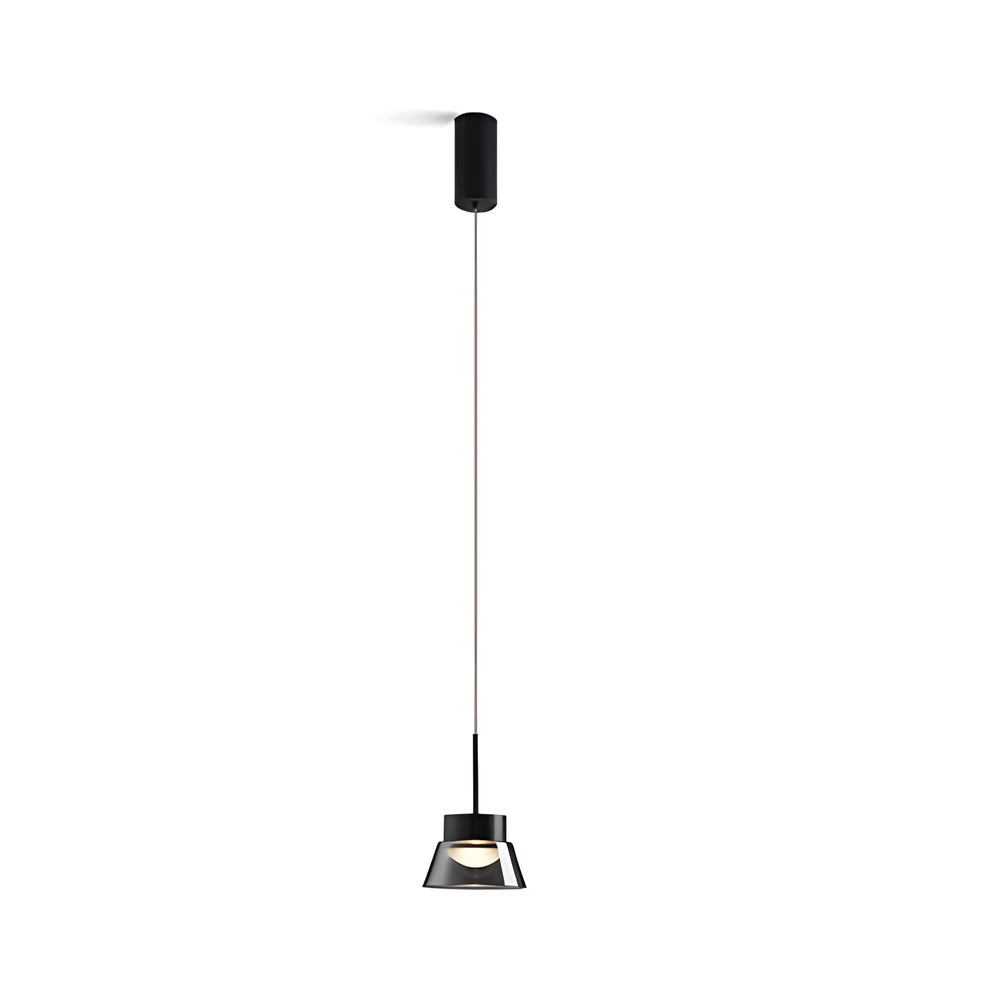 1/2-Light Smoked Gray Glass Pendant Light LED Island Chandelier Black Hanging Ceiling Lamp for Bedroom
