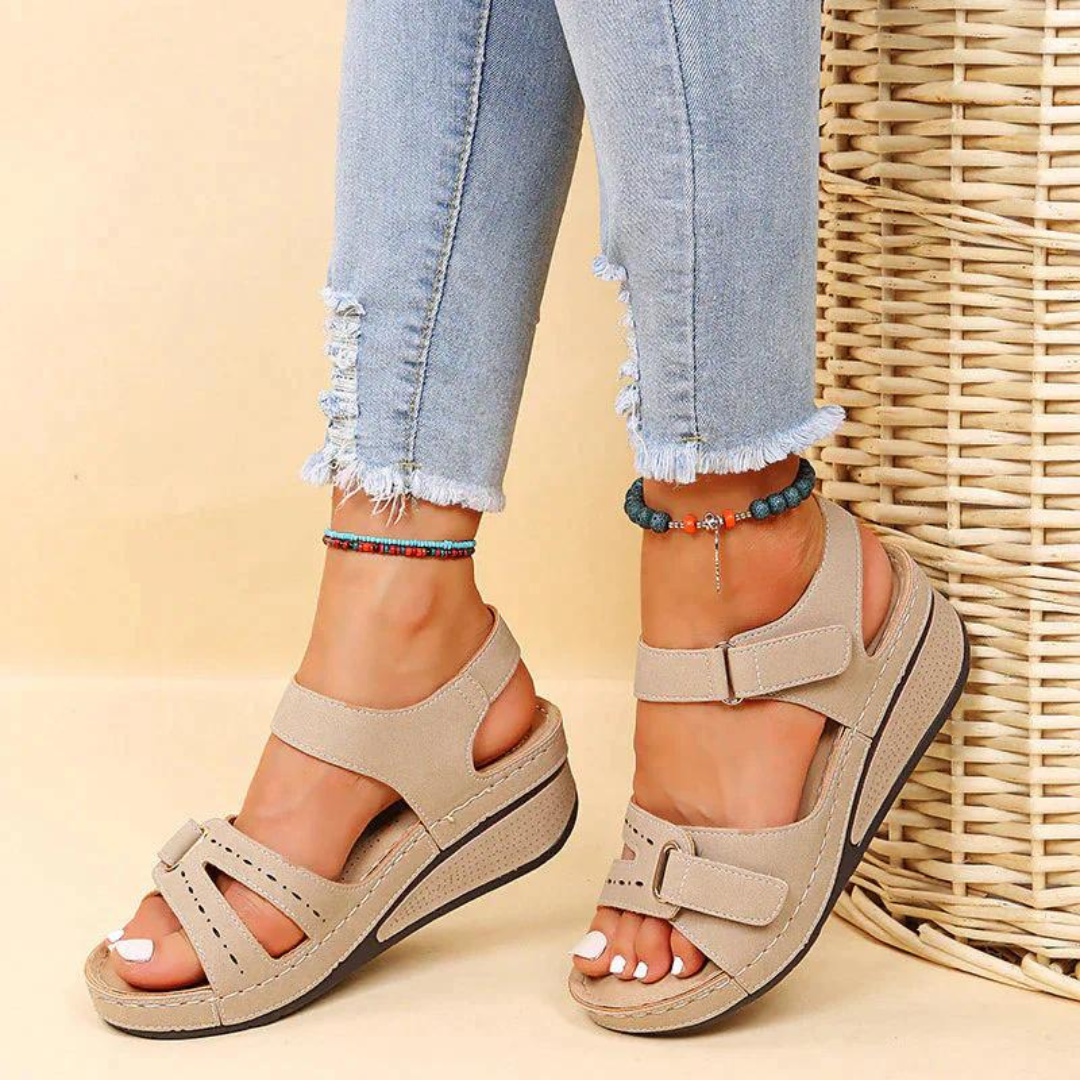 Women’s Sandals | Velcro-Strap Platform Wedge | Adjustable Cushioned Footbed | Breathable Comfort