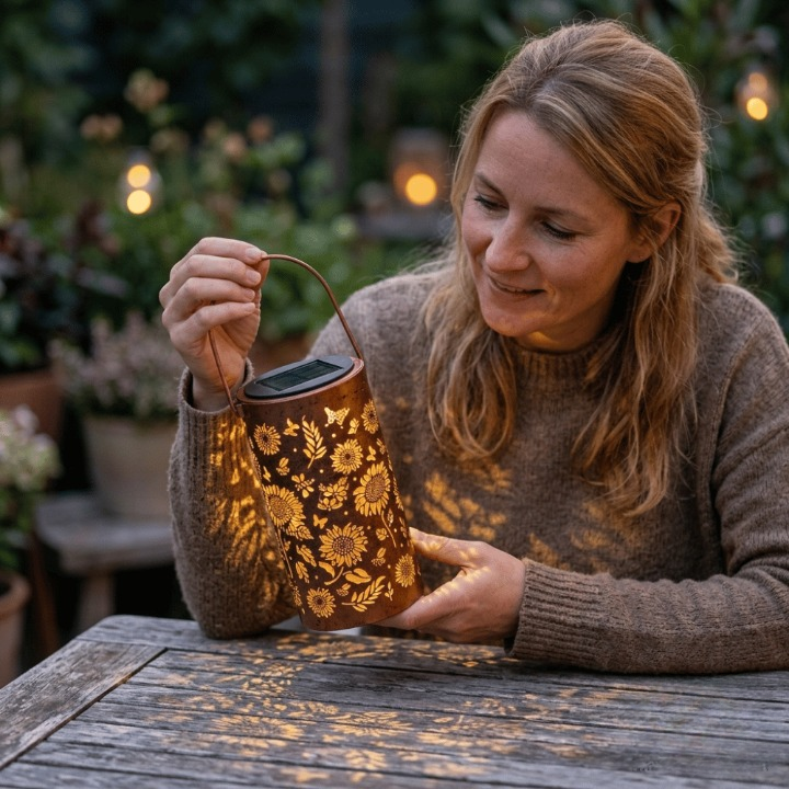 Sunflower Patterned Solar Lantern for Outdoor Gardens