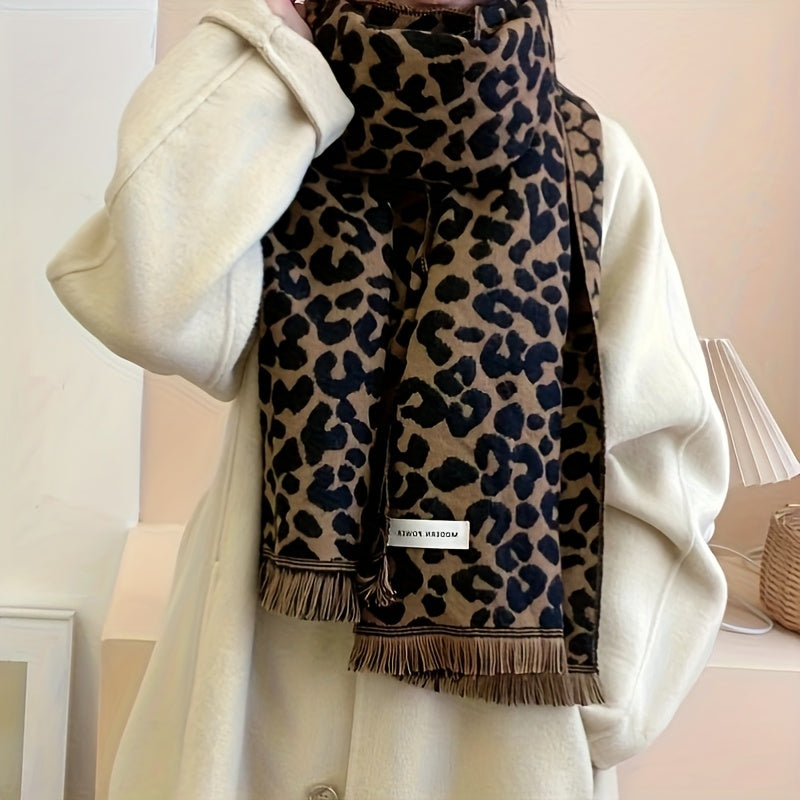 Leopard Print Scarf | Soft Thick | All-Day Warmth | Polyester