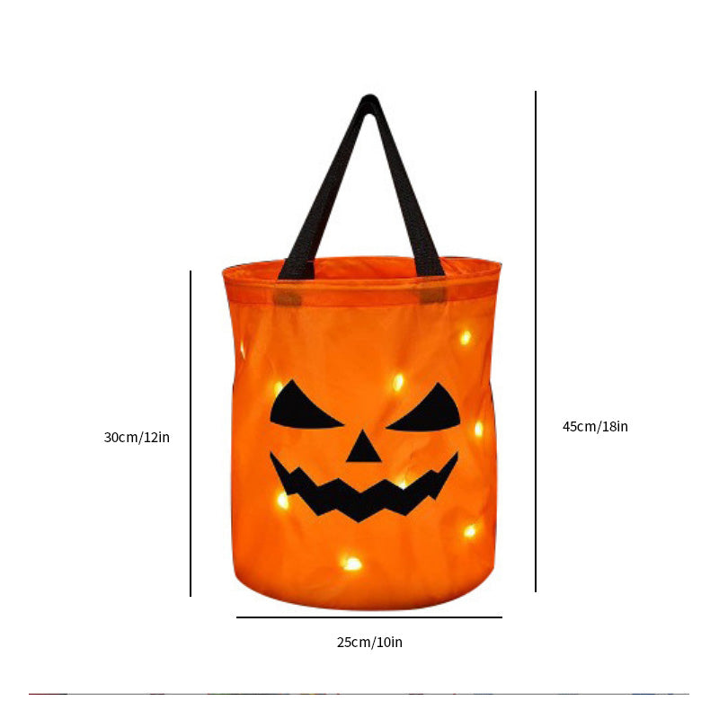 Personalized Halloween Pumpkin Tote with Glowing LED Lights